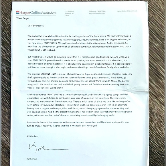 Front Lines by Michael Grant Paperback Book, Advance Reader’s Ed - FINAL PRICE - Picture 6 of 10